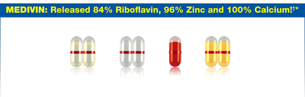 MEDIVIN: Released 84 Riboflavin, 96% Zinc and 100% Calcium!*