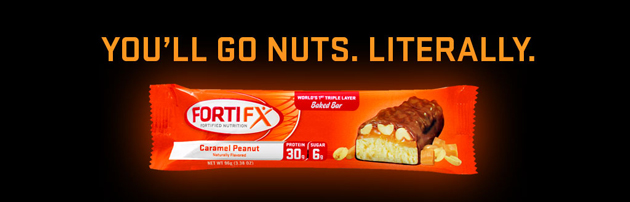 You'll Go Nuts. Literally. FortiFX Triple Layer Baked Bar: Caramel Peanut