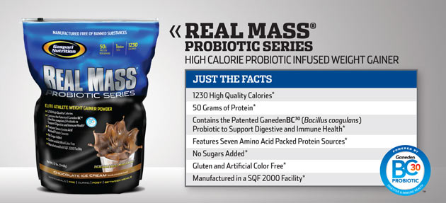 Gaspari Nutrition REAL MASS Probiotic Series High Calorie Probiotic Infused Weight Gainer