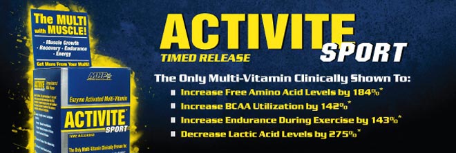 Time released Activite Sport. The only multi-vitamin clinically suggested to - support free amino acid levels up to 184%* - Increase BCAA Utilization up to 142%* - Decrease Lactic Acid up to 275%* - Promote Endurance During Exercise up to 43%*