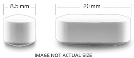 8.5 mm wide, 20 mm long. Image Not Actual Size