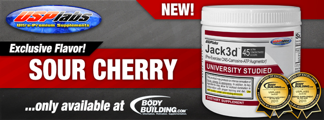 USPlabs Jack3d Exclusive Flavor! Sour Cherry... only available at Bodybuilding.com
