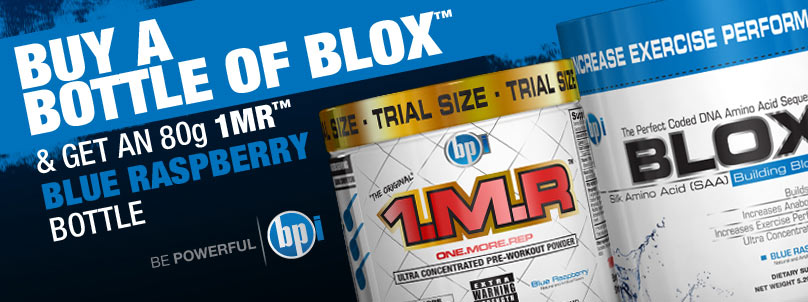 For a limited time, buy 1 BPI Sports BLOX, 30 Servings & get 1 1.M.R Powder, 80 Grams, Blue Raspberry FREE!