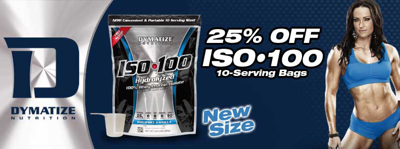 Take an extra 25% Off Dymatize ISO-100, 10 Servings!