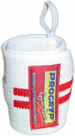 Progryp Deluxe Velcro Red Line Wrist Wraps - White/Red