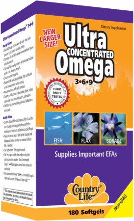 Country Life Ultra Concentrated Omega 3-6-9 - 180 Softgels