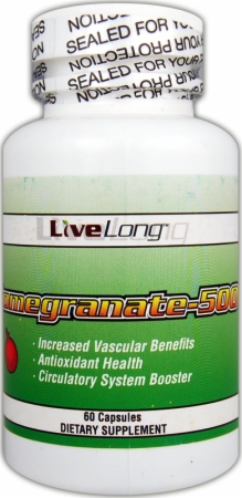 LiveLong Nutrition Pomegranate-500 - 60 Capsules LiveLong Nutrition Pomegranate-500 - 60 Capsules