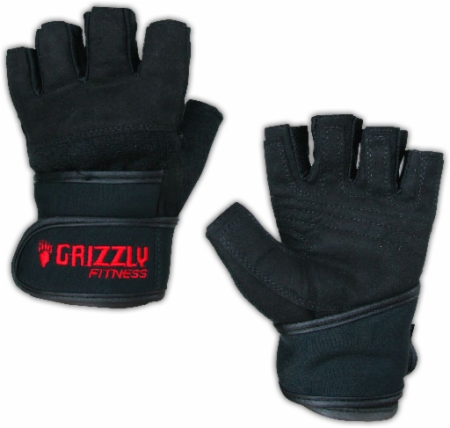 Grizzly Power Training Wrist Wrap Gloves - Black - Small