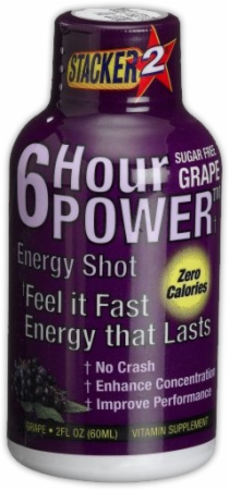 NVE Stacker 2 6-Hour Power Energy Shot, 6-2 Pack Bottles, Grape